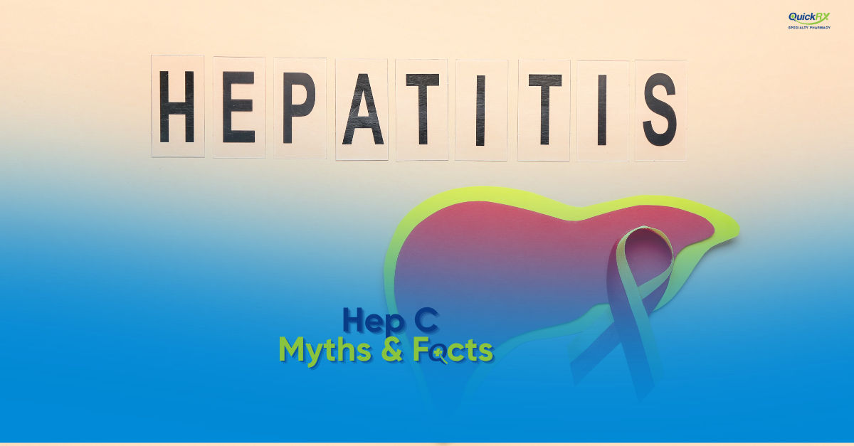 Illustration representing hepatitis C awareness, for a QuickRX Specialty Pharmacy guide to Hep C myths and facts