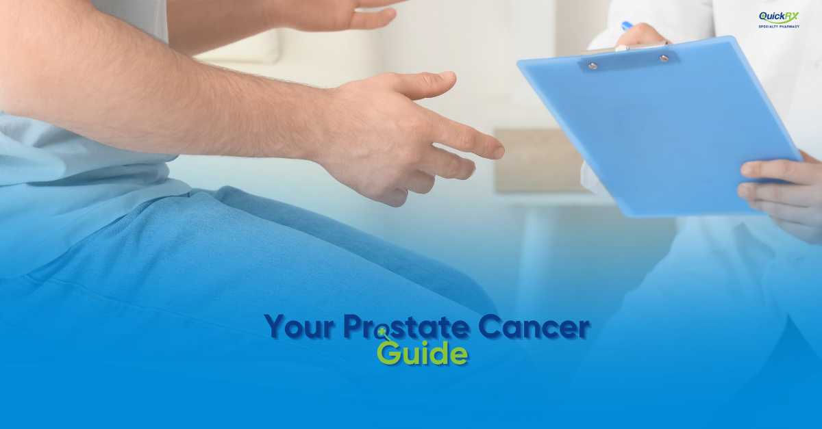 Patient handing medical paperwork to healthcare provider - prostate cancer screening and prevention guide