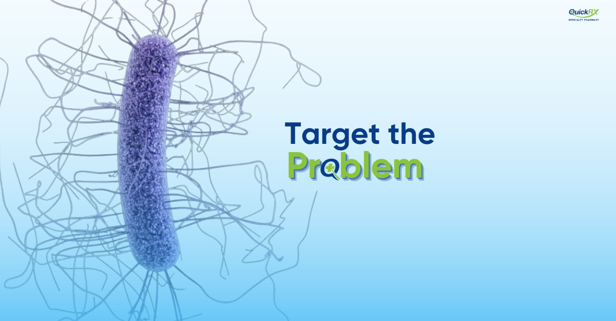 Illustration of the C. diff bacterium, representing the infection patients aim to target with treatment.