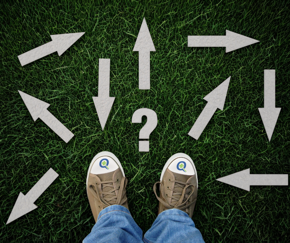 Person in QuickRx shoes surrounded by directional arrows showing C. diff affects all demographics