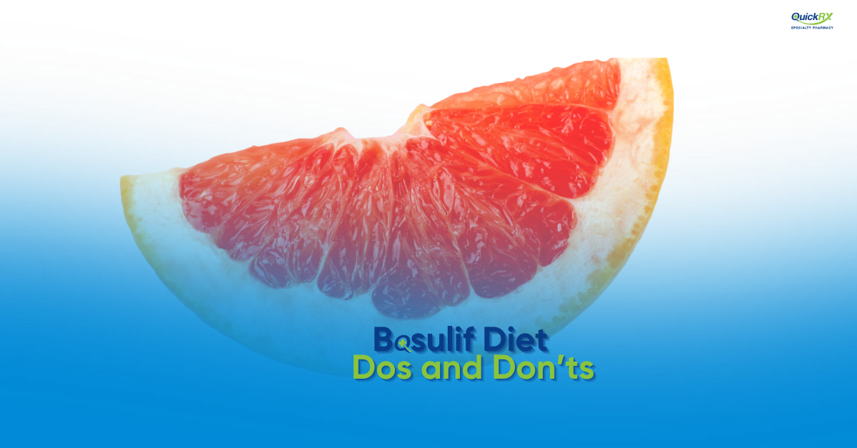 Grapefruit slice representing foods to avoid with Bosulif - critical dietary warning for chronic myeloid leukemia CML patients taking bosutinib