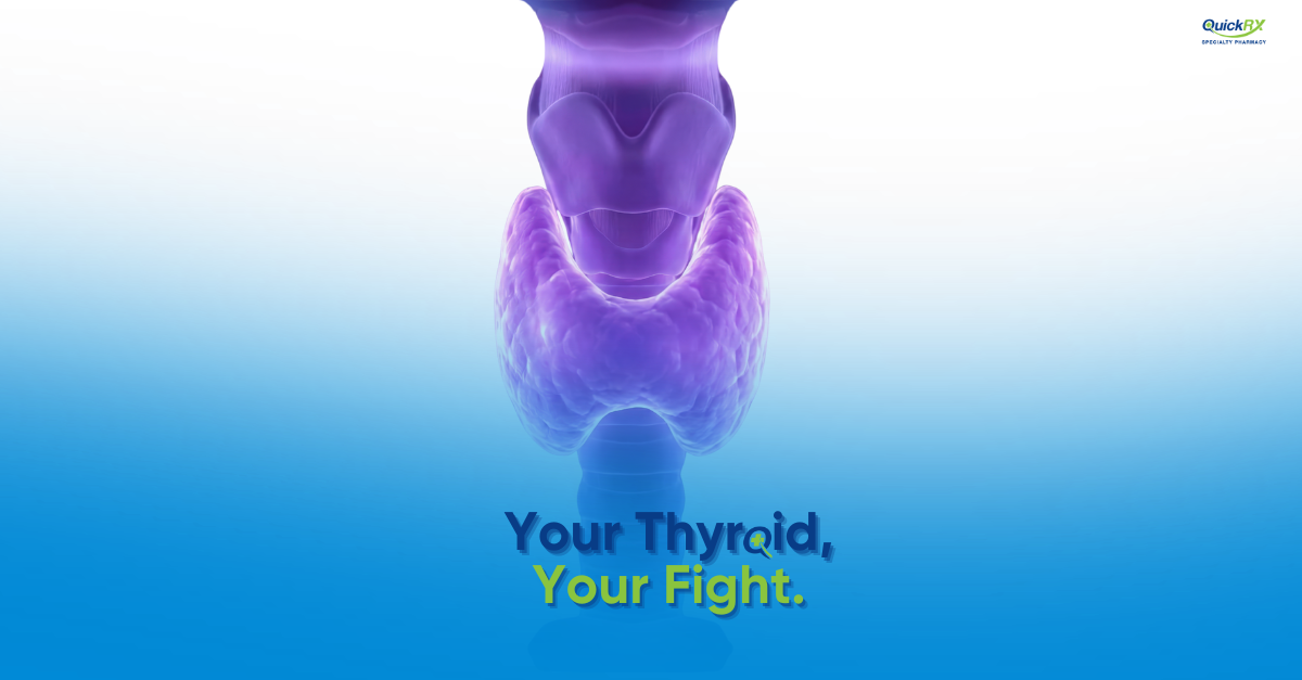 Thyroid gland diagram illustrating where differentiated thyroid cancer develops