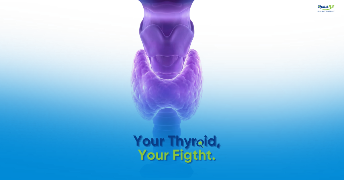 Thyroid gland diagram illustrating where differentiated thyroid cancer develops