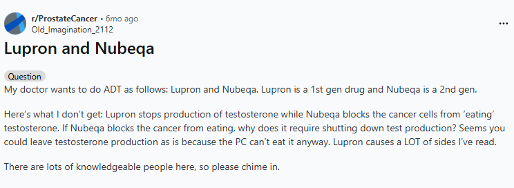 Lupron and Nubeqa Reddit Question
