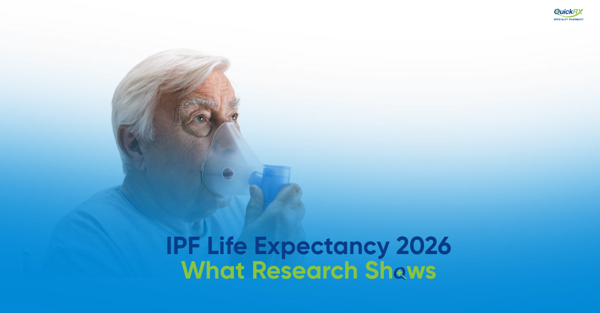 Elderly man using oxygen mask representing IPF idiopathic pulmonary fibrosis life expectancy and what current research and new treatments show in 2026
