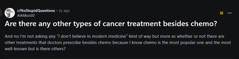 reddit post on cancer treatments other than chemo