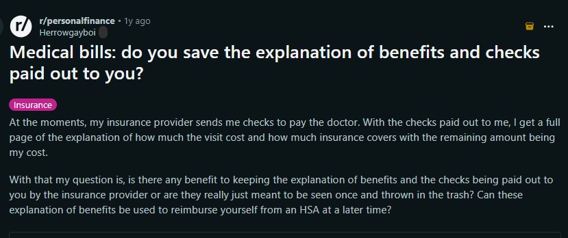 do you keep your medical bills? reddit question